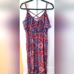 ⭐️⭐️SOLD- ON LIVE Bohemian Maxi Dress with Strappy Back Sz.L
